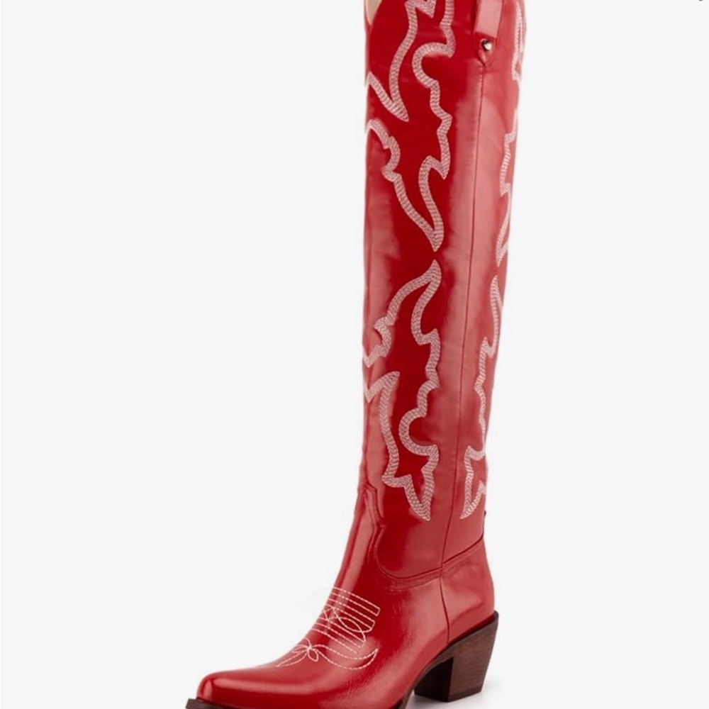 Stylish Red Over the Knee Boots